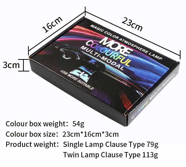 110 cm long aluminium alloy car ambience light strip with remote control on a car dashboard.