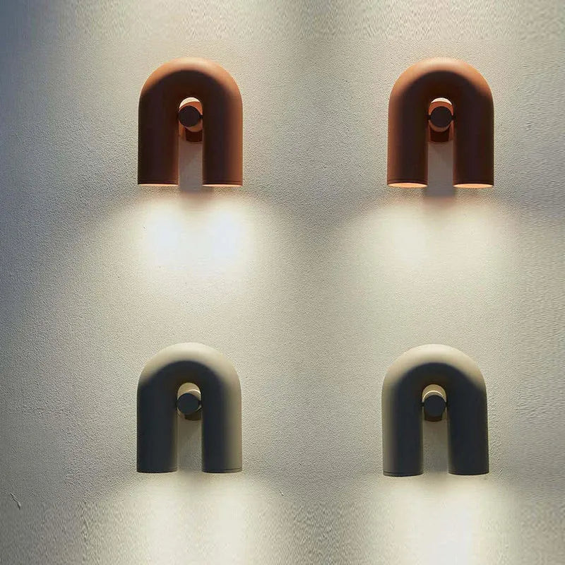 Macaron U-shaped creative wall lamp in modern simplicity style, 220V, available in orange, blue, gray, and black