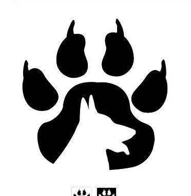 Black carved dog footprints reflective bumper sticker 12cm for cars