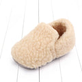 Solid colour baby toddler shoes with soft velvet rubber sole in apricot, low top design
