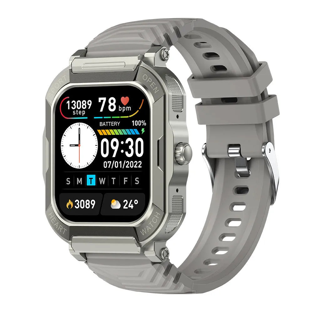 Three-proof outdoor sports watch with Bluetooth calling, heart rate and sleep monitoring on a wrist outdoors