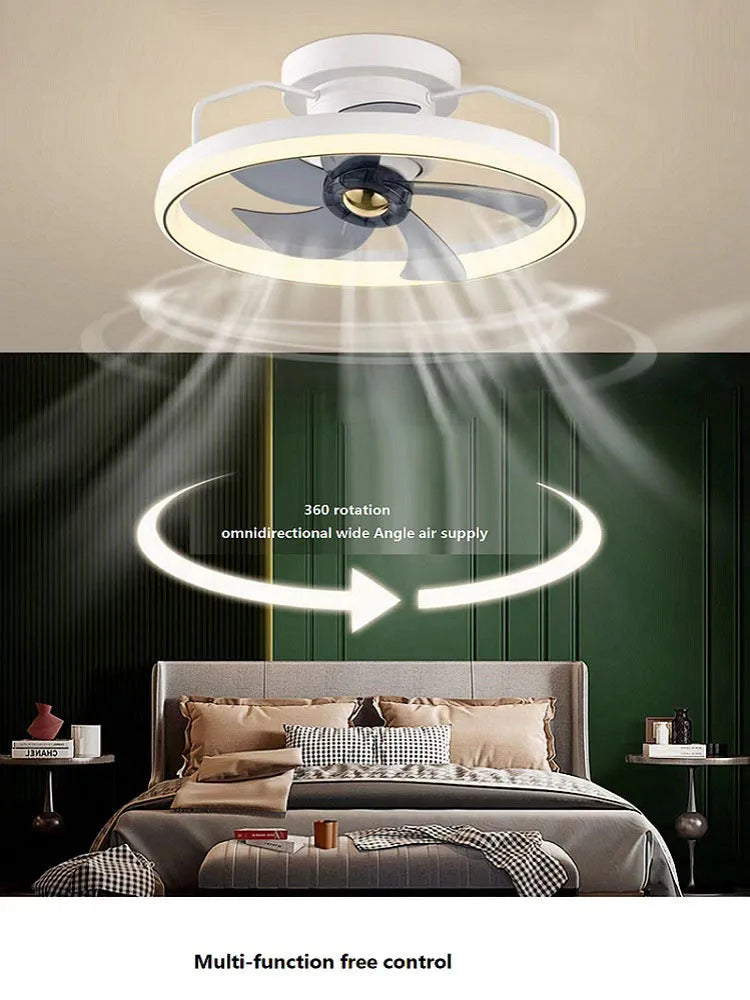 Modern ceiling fan light with white blades and integrated lighting fixture