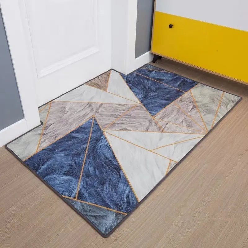 Non-slip polyester fiber entrance floor mat with geometric pattern, custom size, available in wave colour