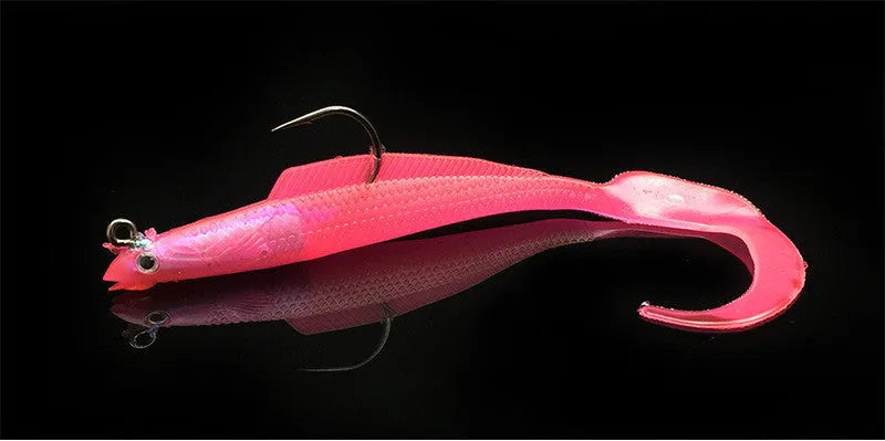 12cm soft fishing lure with lead head and PVC body in pink, yellow, red luminous, white, and transparent colours