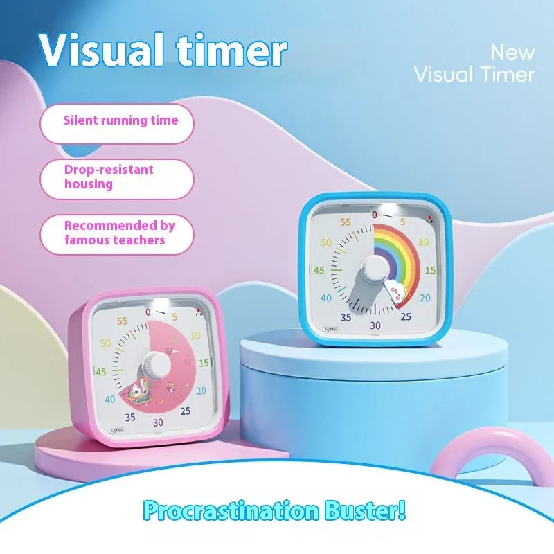 Anti-fall cartoon children's mute timer alarm clock with plastic shell and 10x10x6cm dimensions