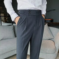 Autumn retro high waist straight casual trousers in cotton blend fabric available in four colours