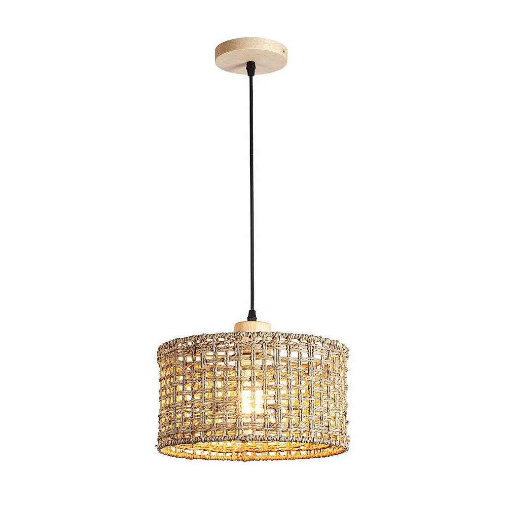 Rattan chandelier ceiling light with woven body, E27 or E26 lamp holder and 220V rating for dining room or kitchen