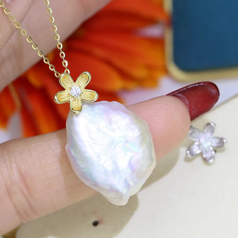 Sterling silver empty pearl holder pendant for water drop and baroque pearls, shown without a pearl