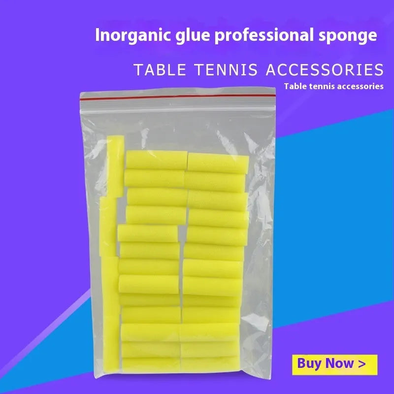 Yellow inorganic glue sponge mop for table tennis racket cleaning, 30-pack