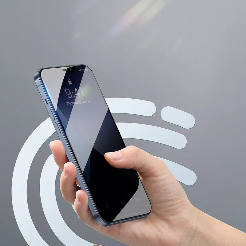 0.23mm curved tempered glass film for iPhone 12 mini in solid black, with non-broken edge and full-screen coverage.