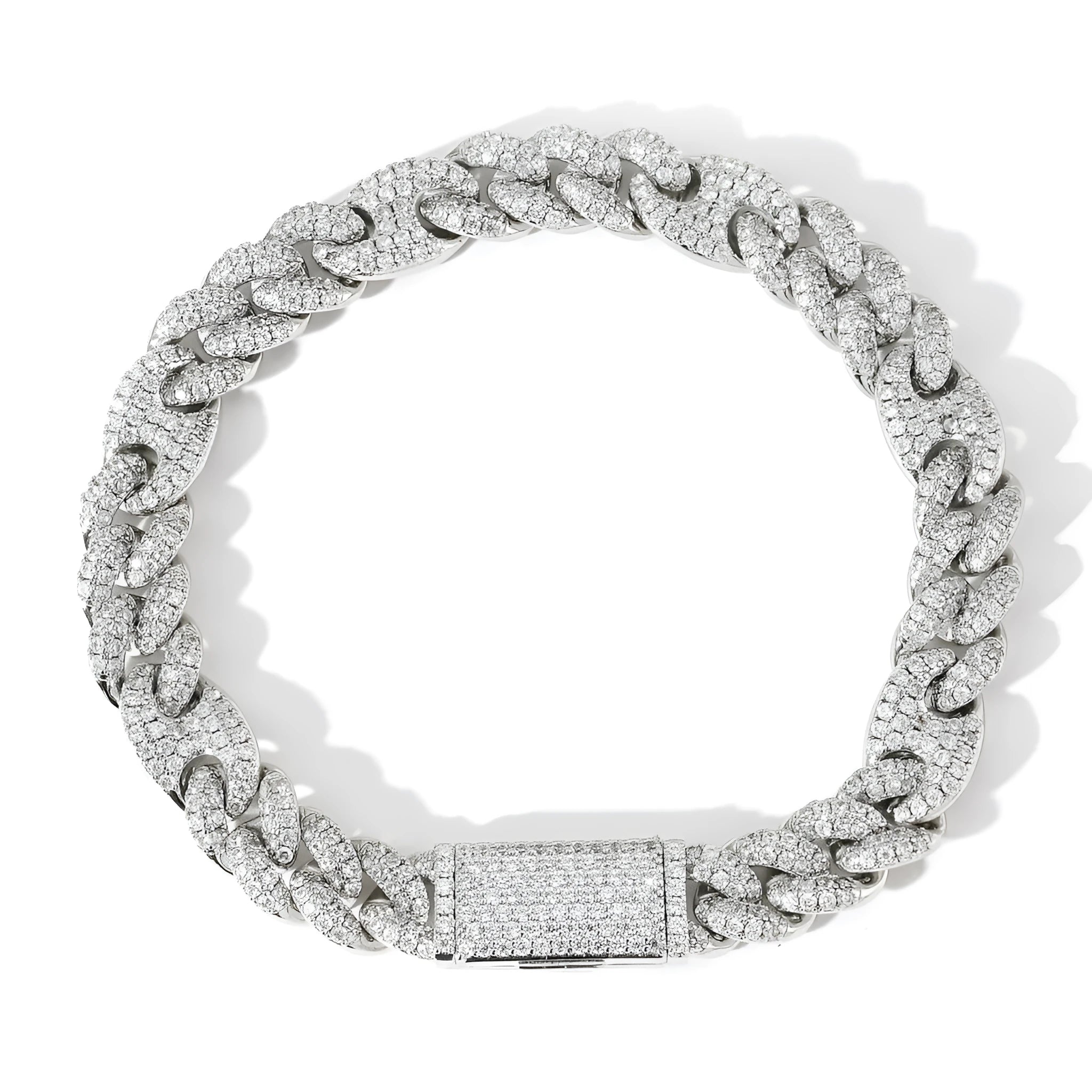 Gold copper Cuban chain bracelet with micro inlaid zircon on a surface