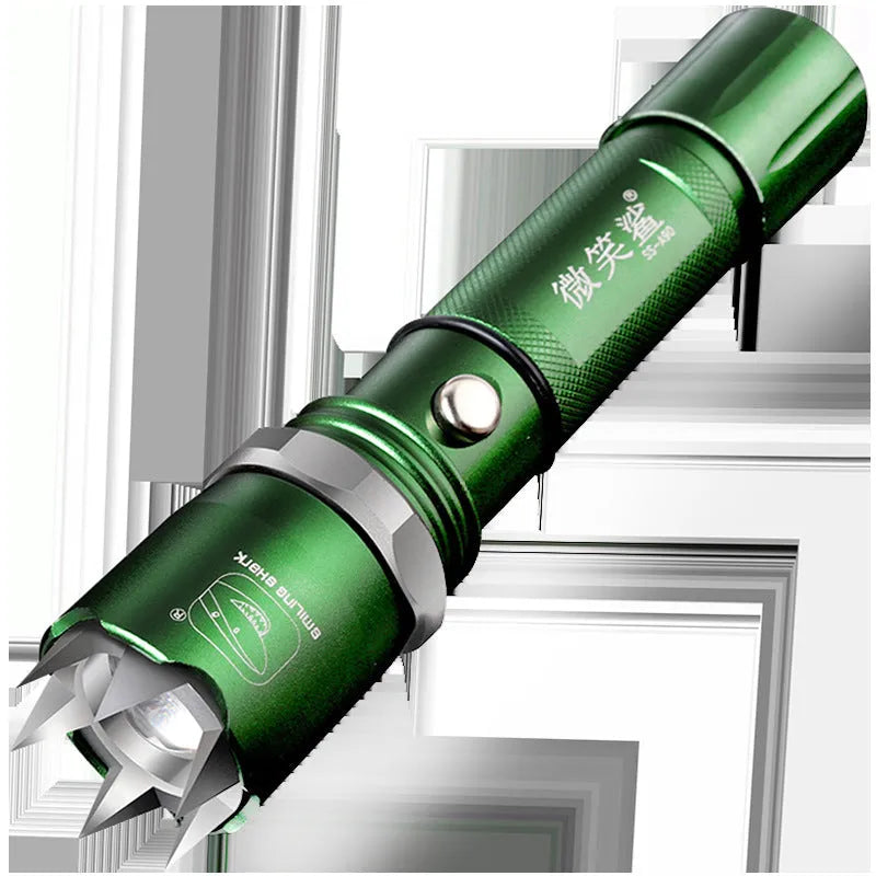 Rechargeable LED flashlight with aluminium alloy body, black colour, 5W LED light