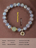 Birth Buddha Beads bracelet with 8mm moonstone crystal beads featuring Thousand-Hand Kwan-yin mouse zodiac modelling