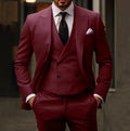 Plus size three-piece cotton blend suit set with blazer, vest and trousers for banquet or business wear