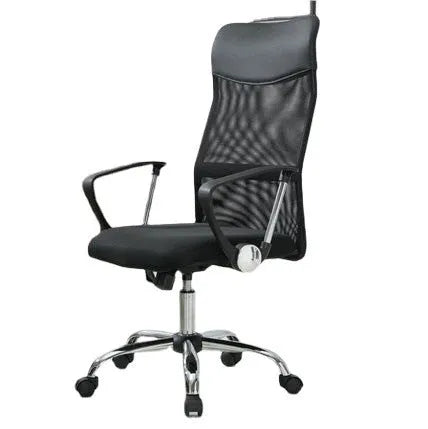 Black mesh computer chair with breathable back for office and home desk seating