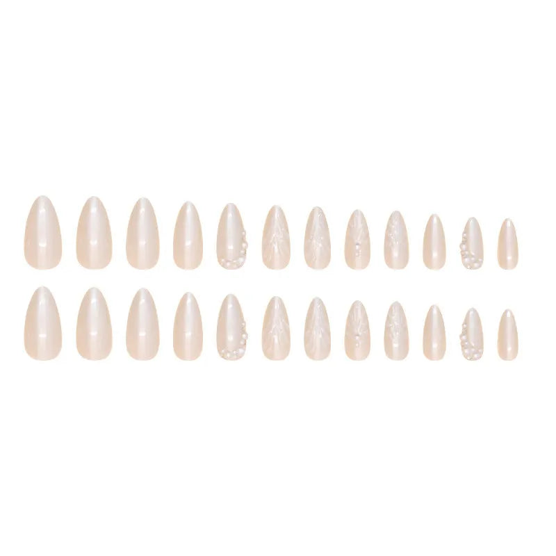 24 pieces of white press-on artificial nail tips with diamond sparkle finish in a pack