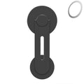 Silver aluminium alloy magnetic car phone holder with 180-degree flip rotation on a car dashboard.