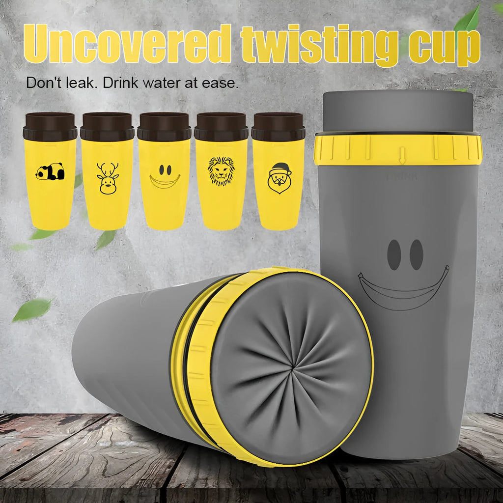 Double wall insulated travel mug with twist seal silicone membrane in cartoon design