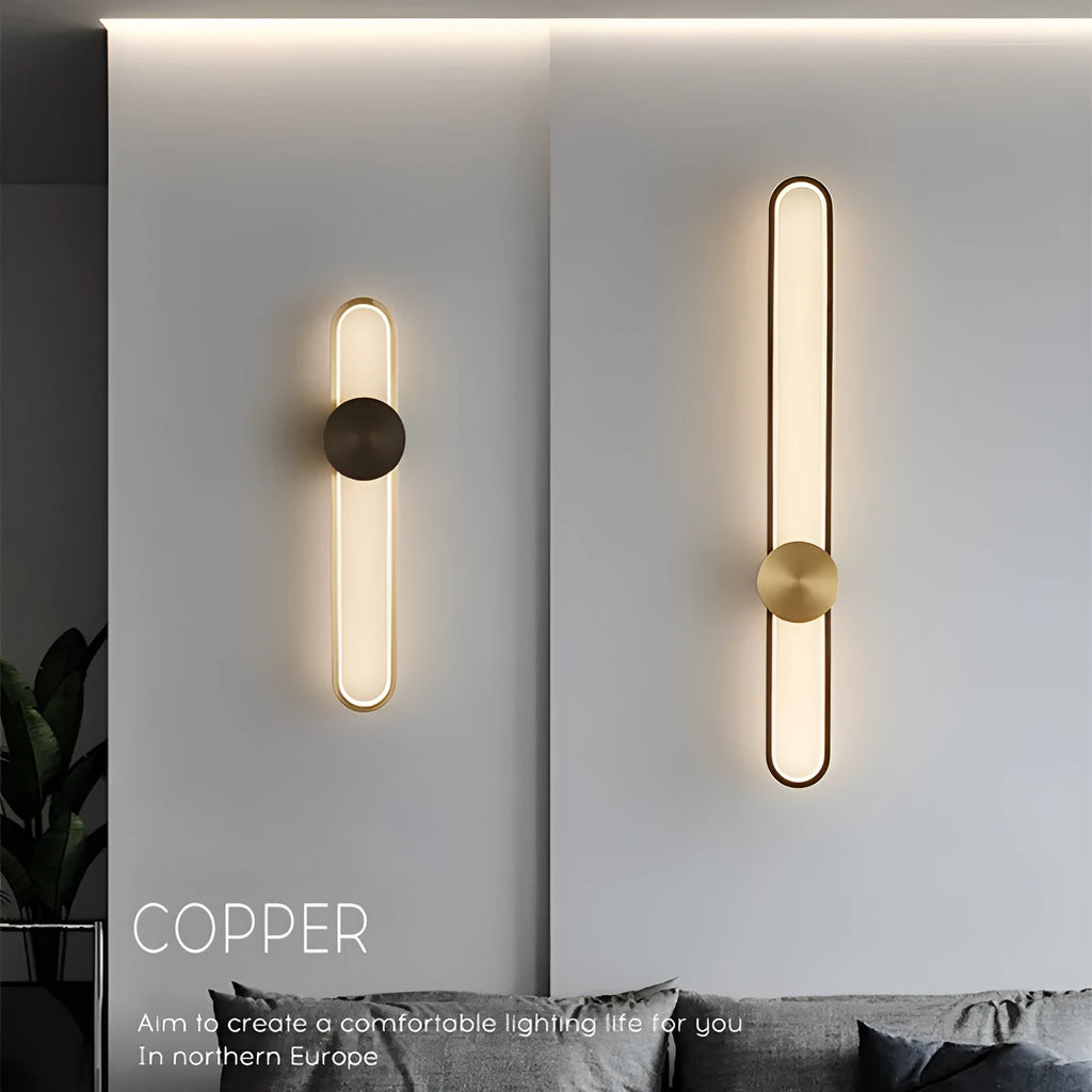 Round modern minimalist iron wall lamp with LED lighting in 60cm diameter