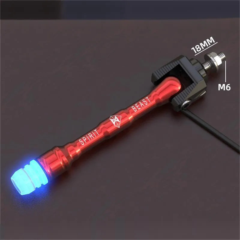 Motorcycle light accessory with T6 aluminium housing in black colour, red LED, 1.1m cable, 6mm screw mount