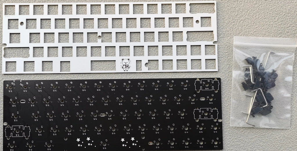 Custom left 64 mechanical keyboard kit with glass fibre plate and RGB bottom light