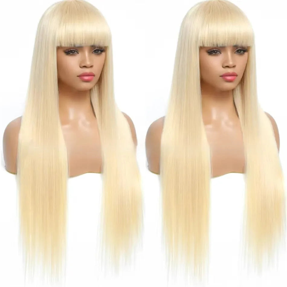 Full mechanism human hair wig for women, long length 32 inches, natural colour on mannequin head