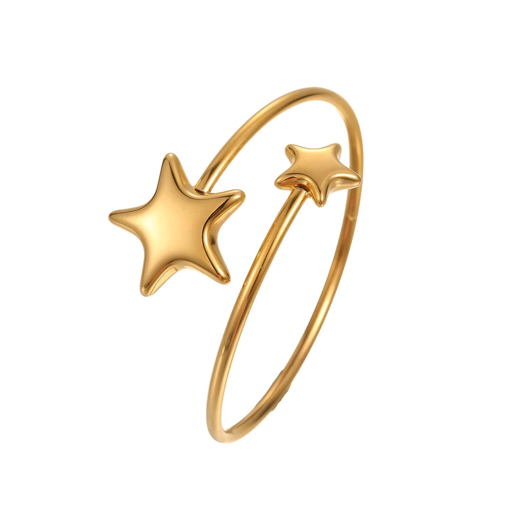 18K gold-plated stainless steel heart-shaped bracelet with opening design, non-fading finish, women's fashion accessory