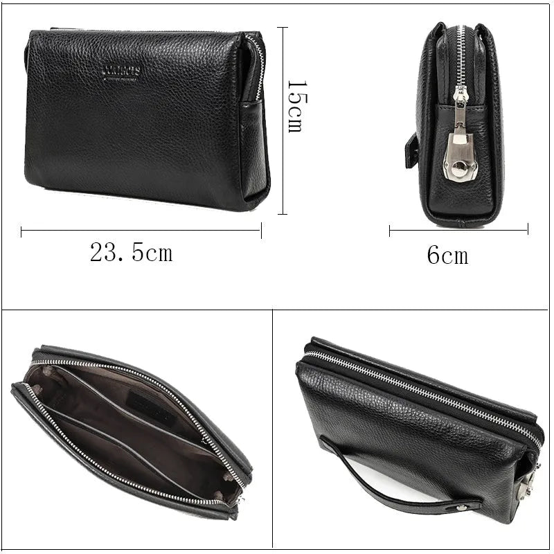 Black Angel first layer cowhide leather men's wallet in black or coffee with anti-theft function