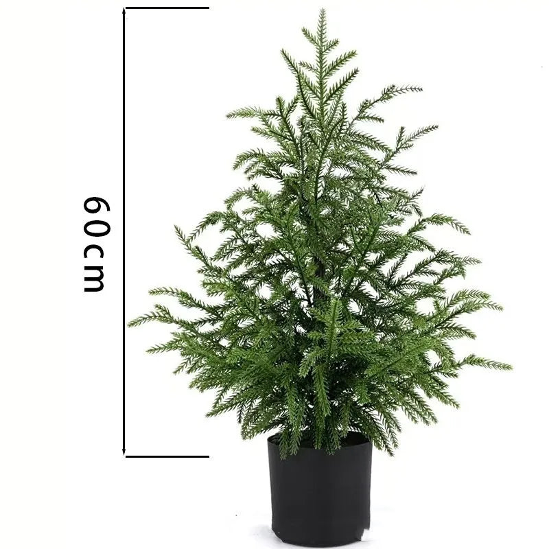 60cm Norfolk Pine Christmas Tree in black flower pot, PE moving fork branches, front door decoration