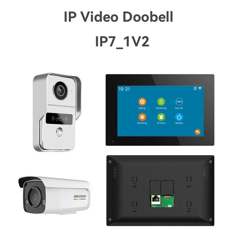 Wireless video intercom doorbell system with 1080P camera, outdoor unit, and indoor display station