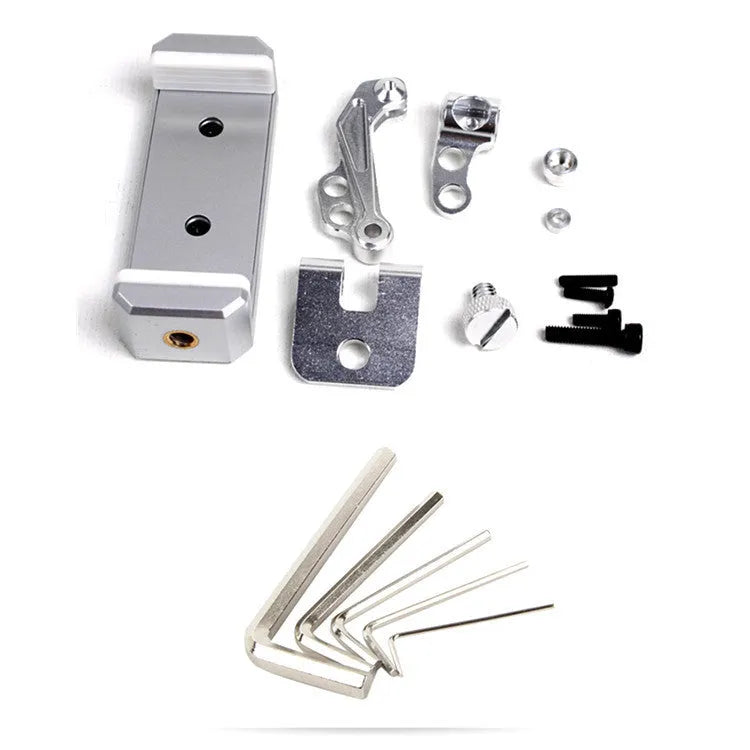 Silver metal universal phone holder with tongs grip and remote control lanyard for car mounting