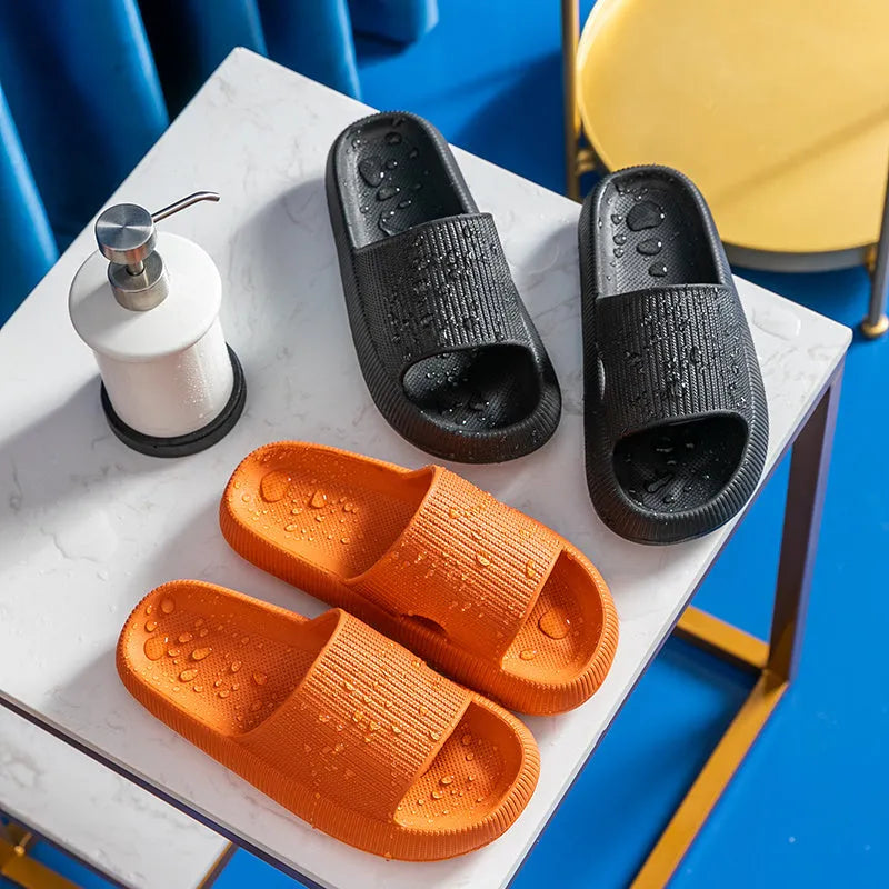EVA solid bath slippers with 32cm platform sole, available in black, orange, pink, and yellow