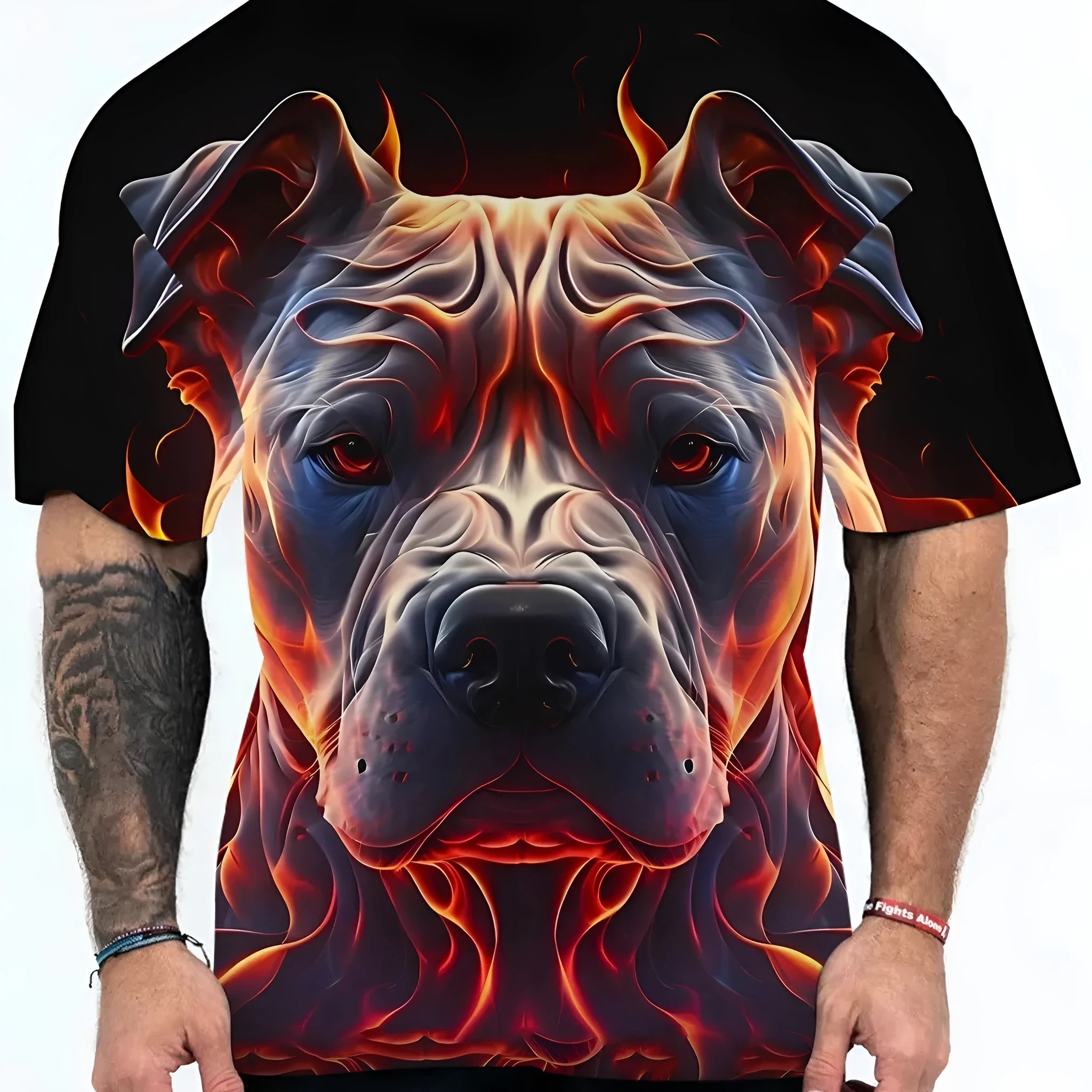 Men's animal pattern digital printing short sleeve T-shirt in chemical fibre blend fabric