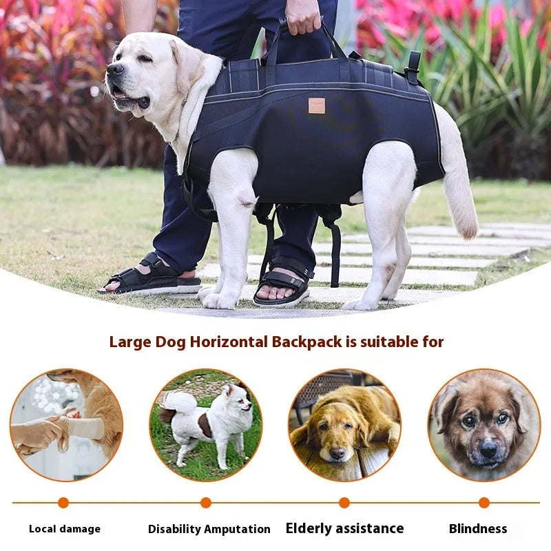 Black Oxford cloth dog backpack for medium and large pets in XL 2XL 3XL sizing options