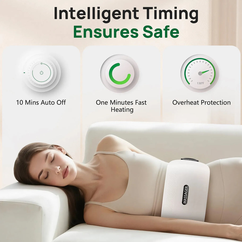 2025 Smart Bian Stone Abdominal Massager with heat light wave therapy and auto-kneading system in white