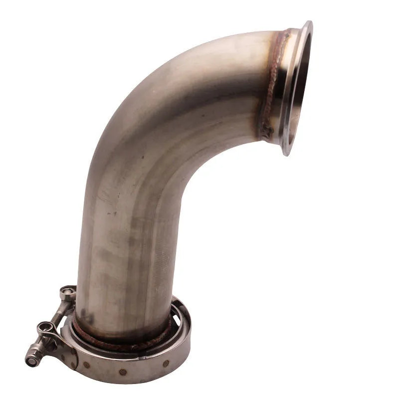 Stainless steel V-clamp short pipe downpipe for appliance connections.