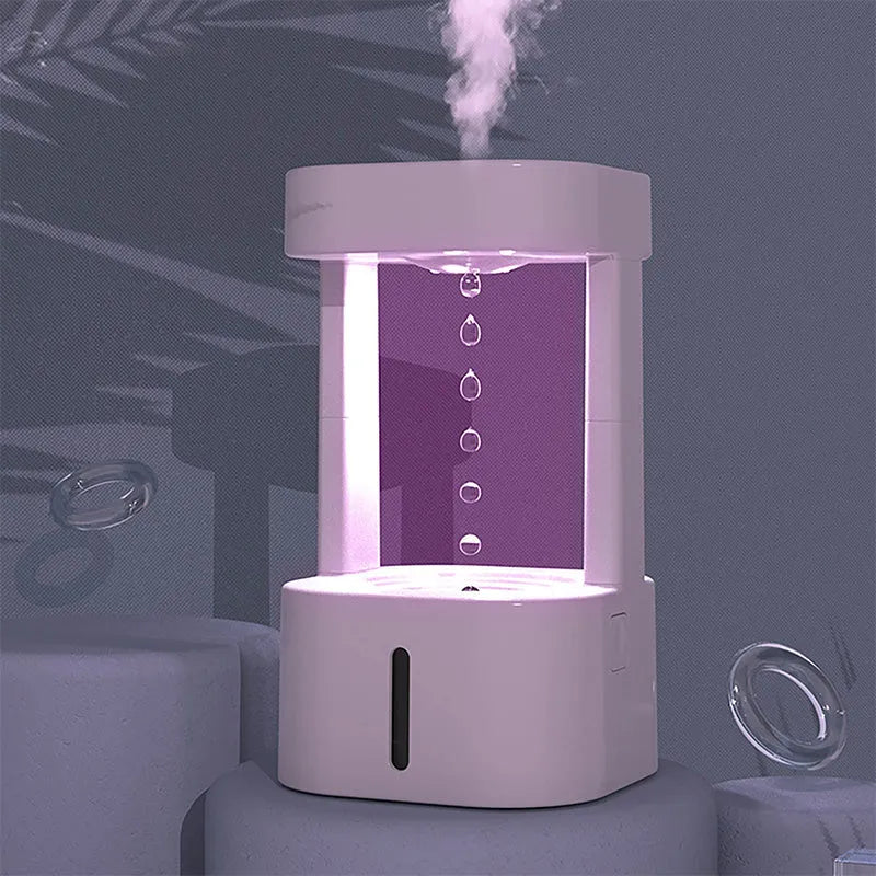 Anti-gravity water drop humidifier with USB cable and 580ml water tank