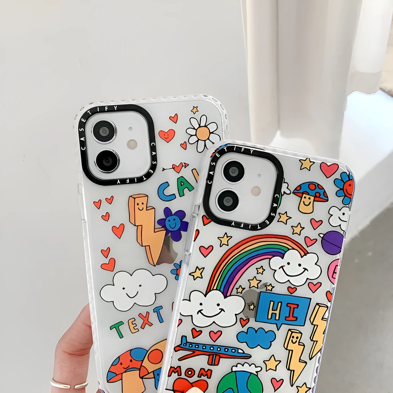 Graffiti colourful high-transparency TPU back cover phone case for iPhone, Lightning Mushroom colour option