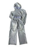 Men's punk print pullover hoodie and trousers set with fleece lining