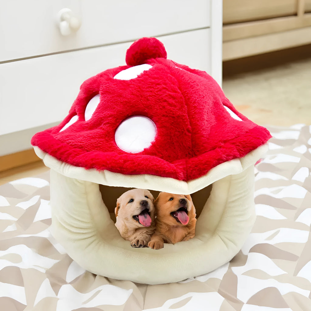Plush cat kennel with half-surrounded mushroom shape, 42cm, picture style colour