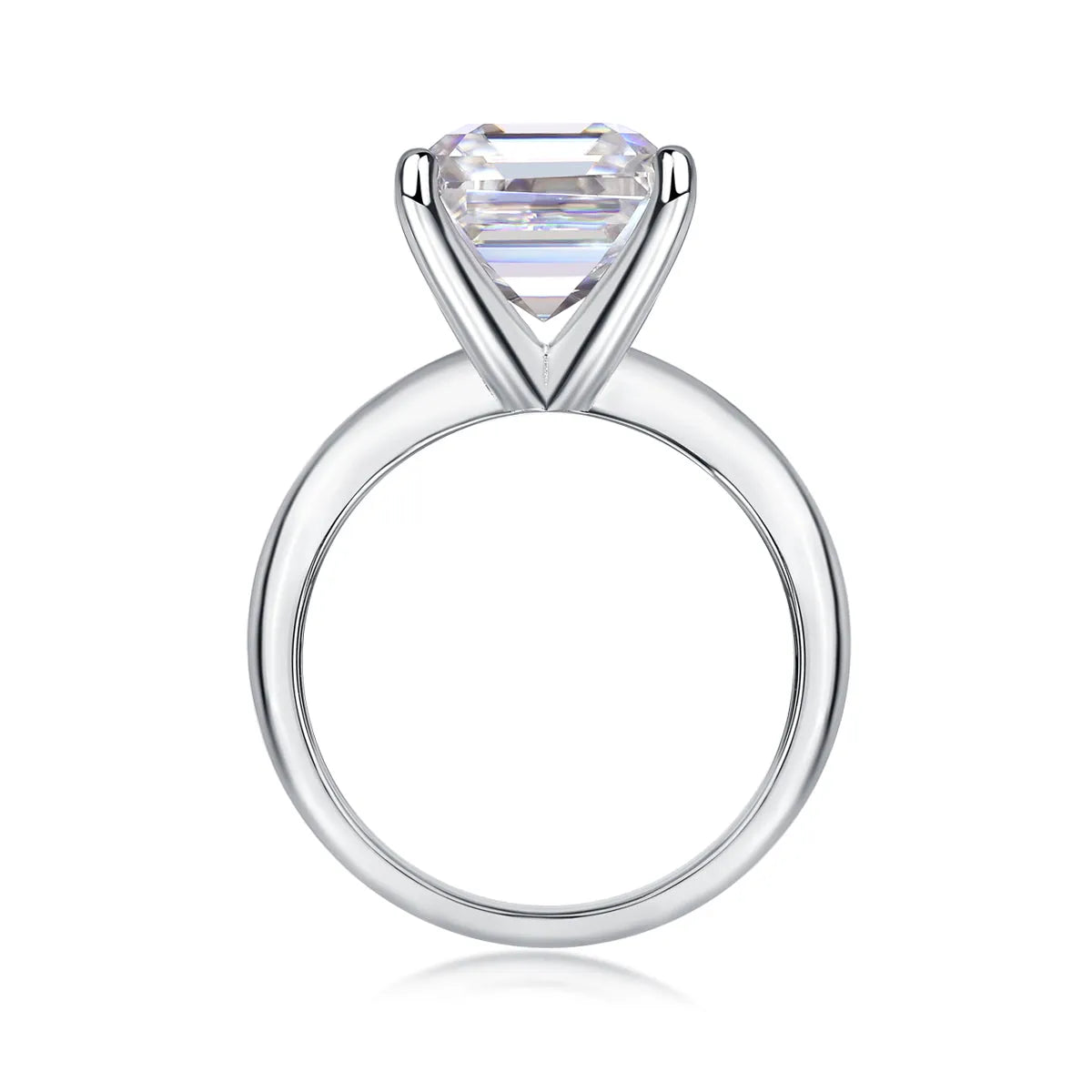 Heart-shaped moissanite wedding ring set in S925 silver with platinum plating, square 10x10mm stone, sizes 5-9, gift box