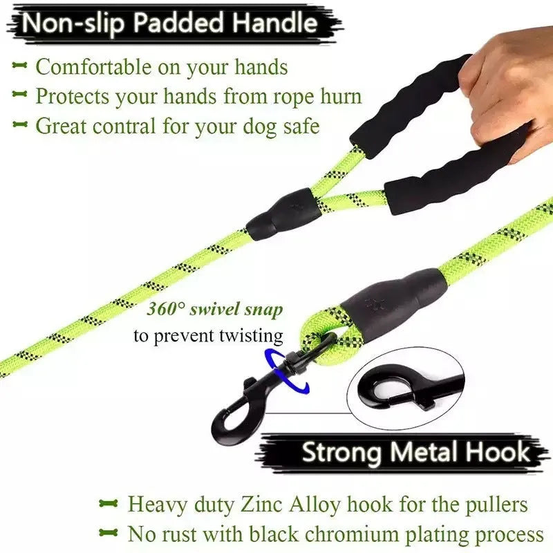 Reflective luminous nylon dog leash 1.5m length 0.8cm width in blue for small medium pets