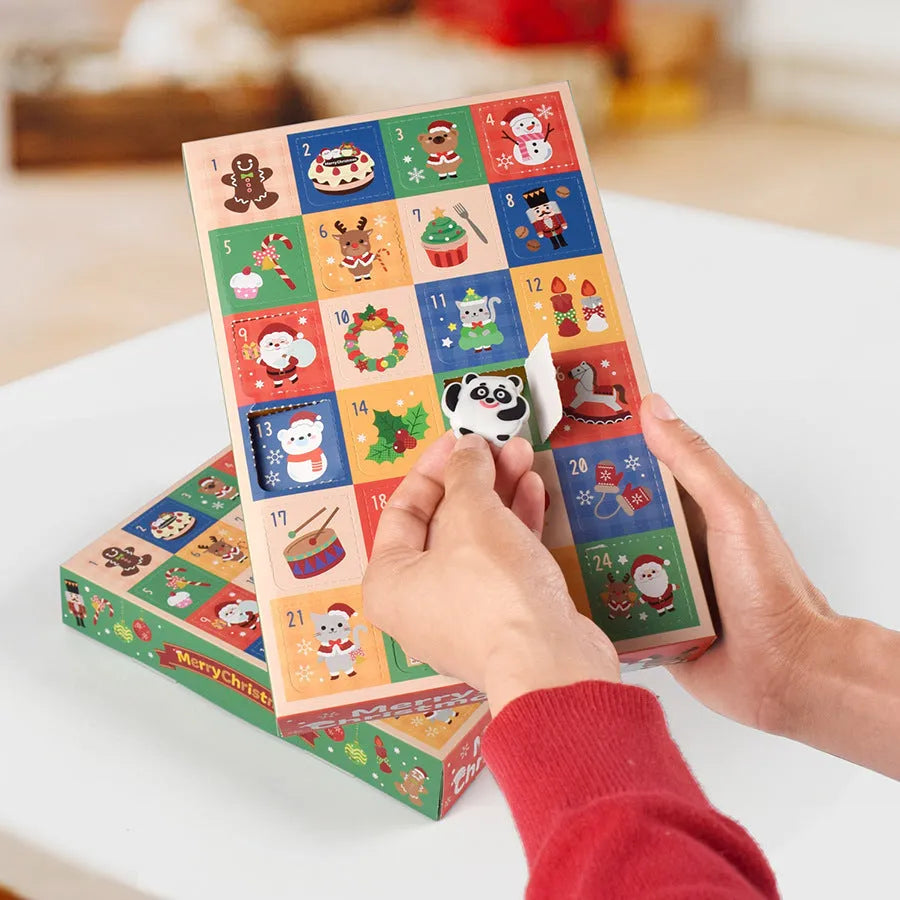 24 grid Christmas gift box blind packaging with surprise calendar design in colour, dimensions 25x17x4cm