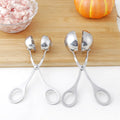 Stainless steel meatball maker tool clip with water-polished finish forming a uniform ball