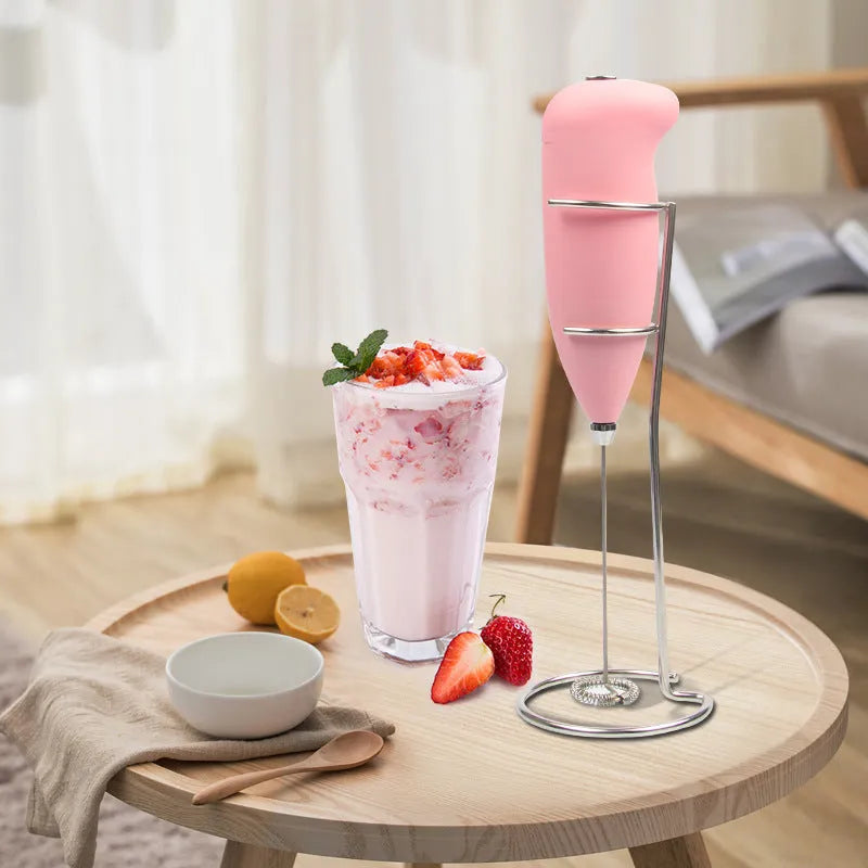 Mini electric milk frother, plastic handheld whisk, 5x3x21cm, for coffee and hot chocolate