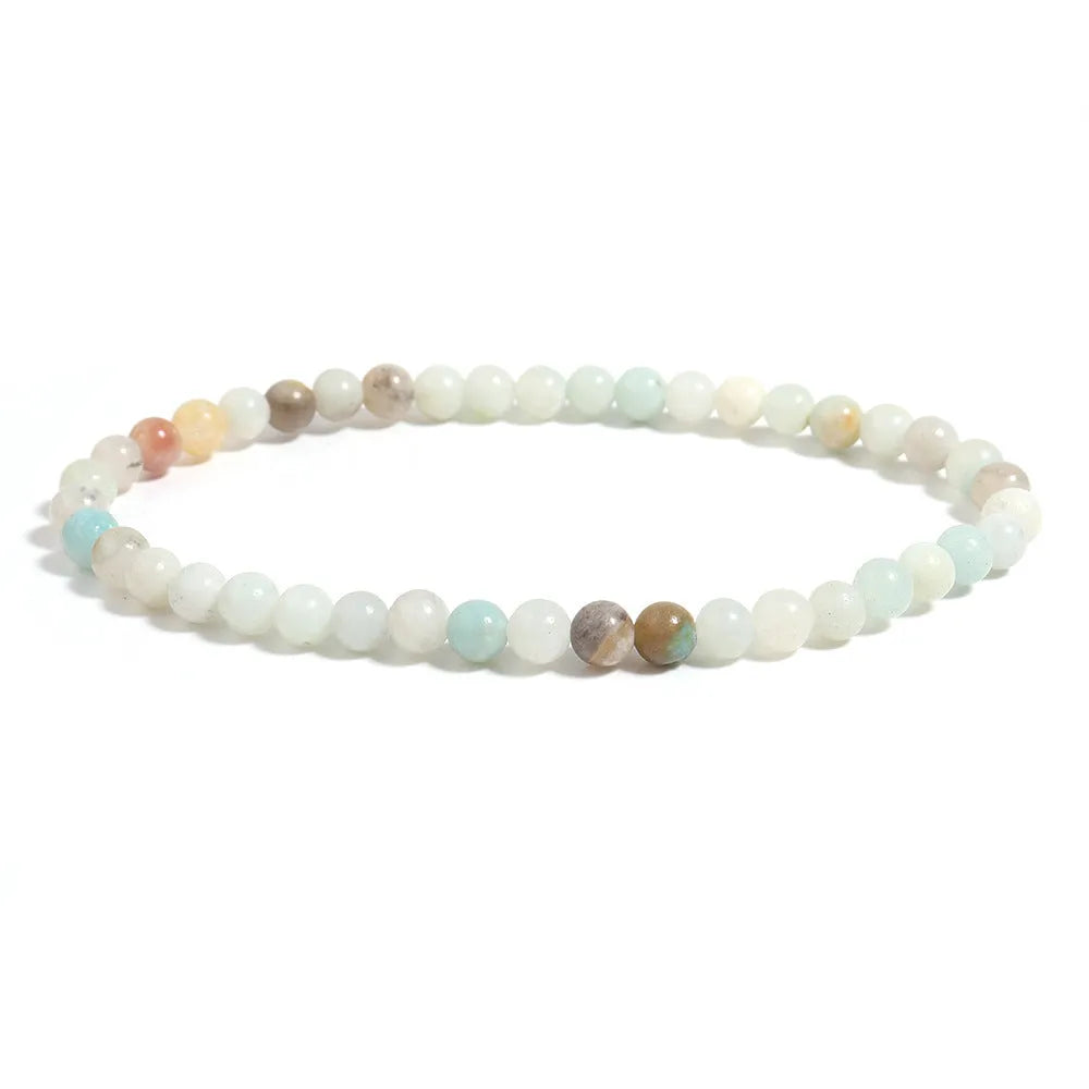 Handmade natural stone beaded bracelet with shiny Amazon finish in bohemian style