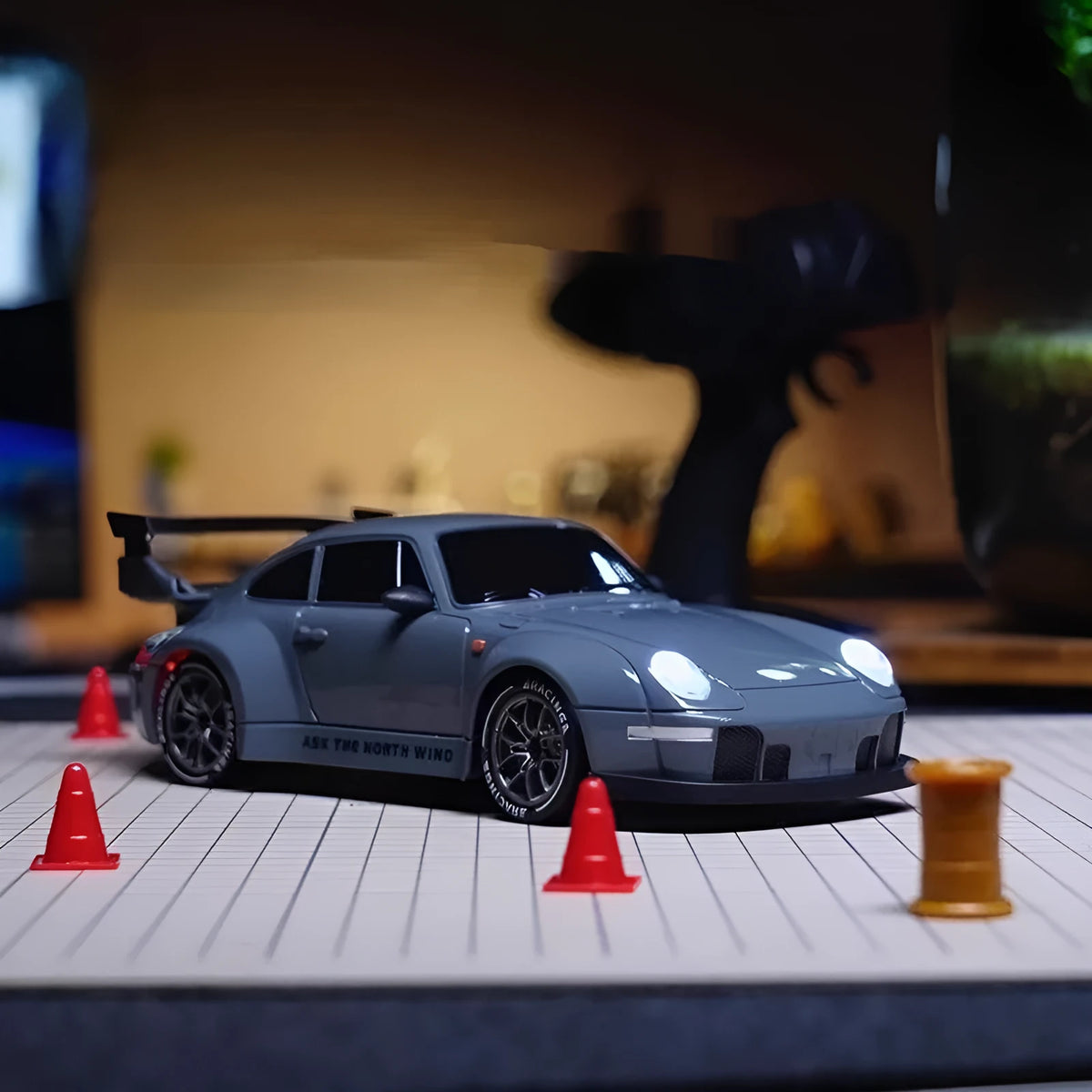 Proportional remote control high-speed drift car in Y914 cloudy blue with plastic body and USB charging port