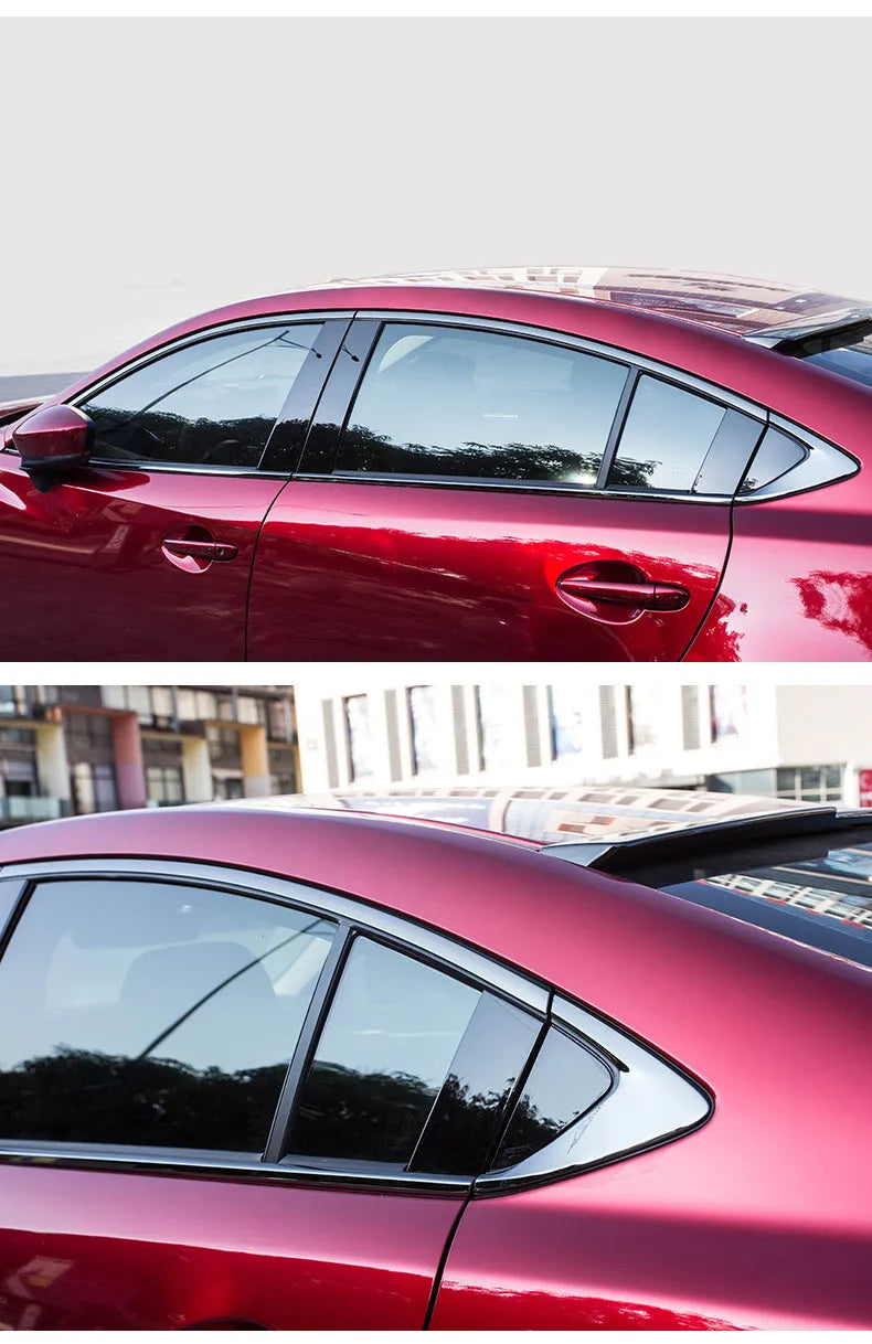 Stainless steel window trim strip in a black titanium finish for moulding.