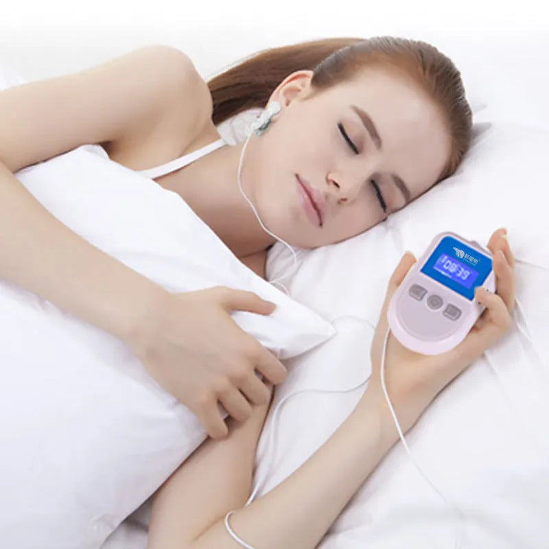White low frequency pulse therapy instrument for sleep aid with USB port and compact dimensions