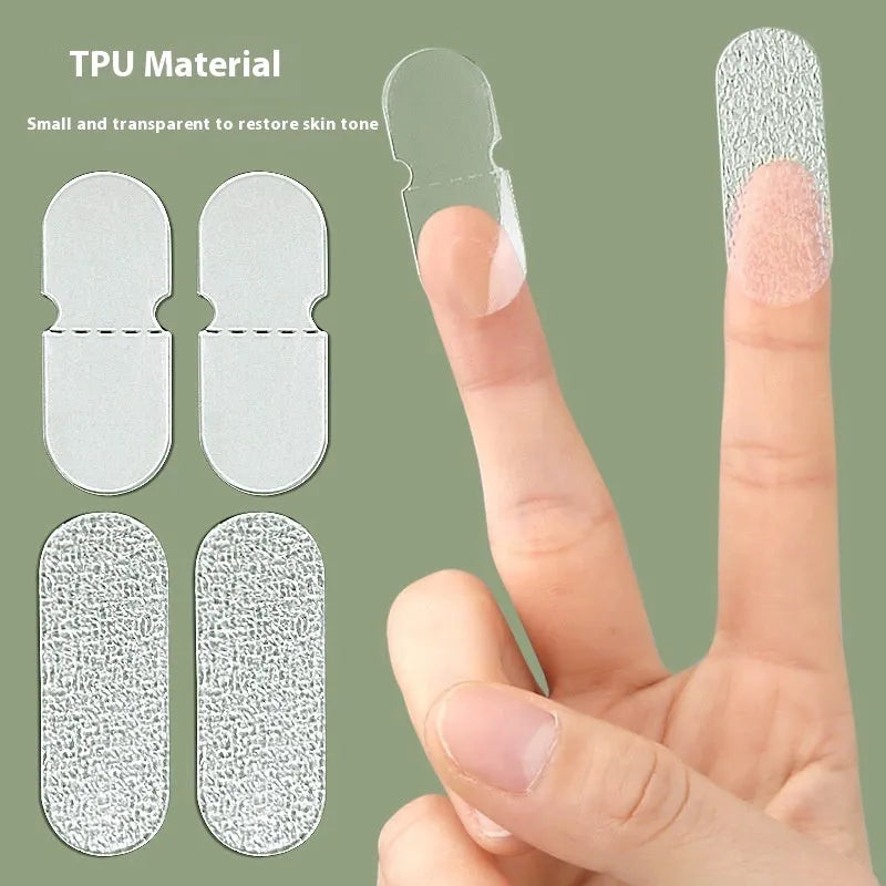 Transparent and frosted disposable ear support patches showing 0.1cm thickness on back paper
